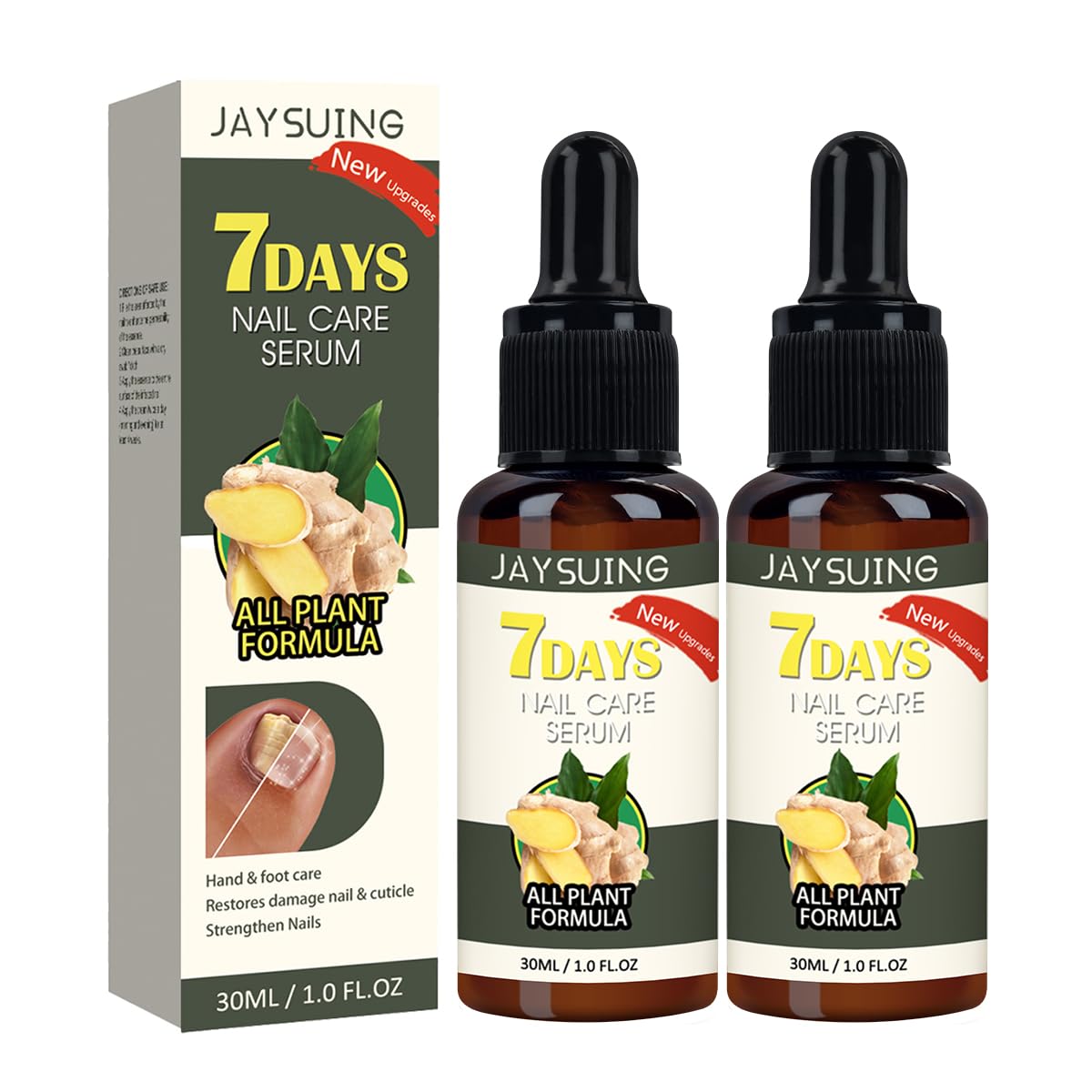 2PCS Ginger Nail Serum Solution, Ginger Cuticle Care Oil for Nails