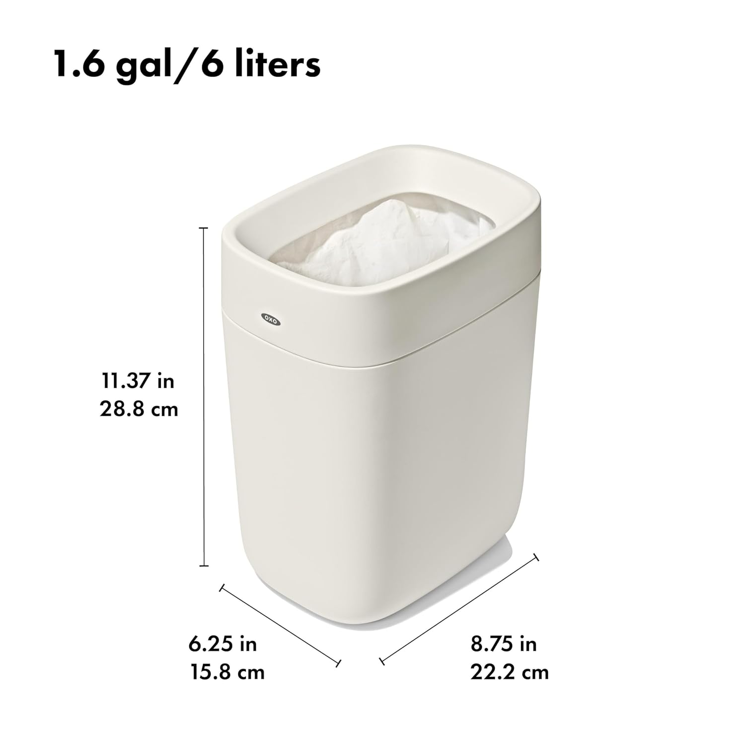 Oxo Good Grips Trash Can, Bathroom Trash Can - White