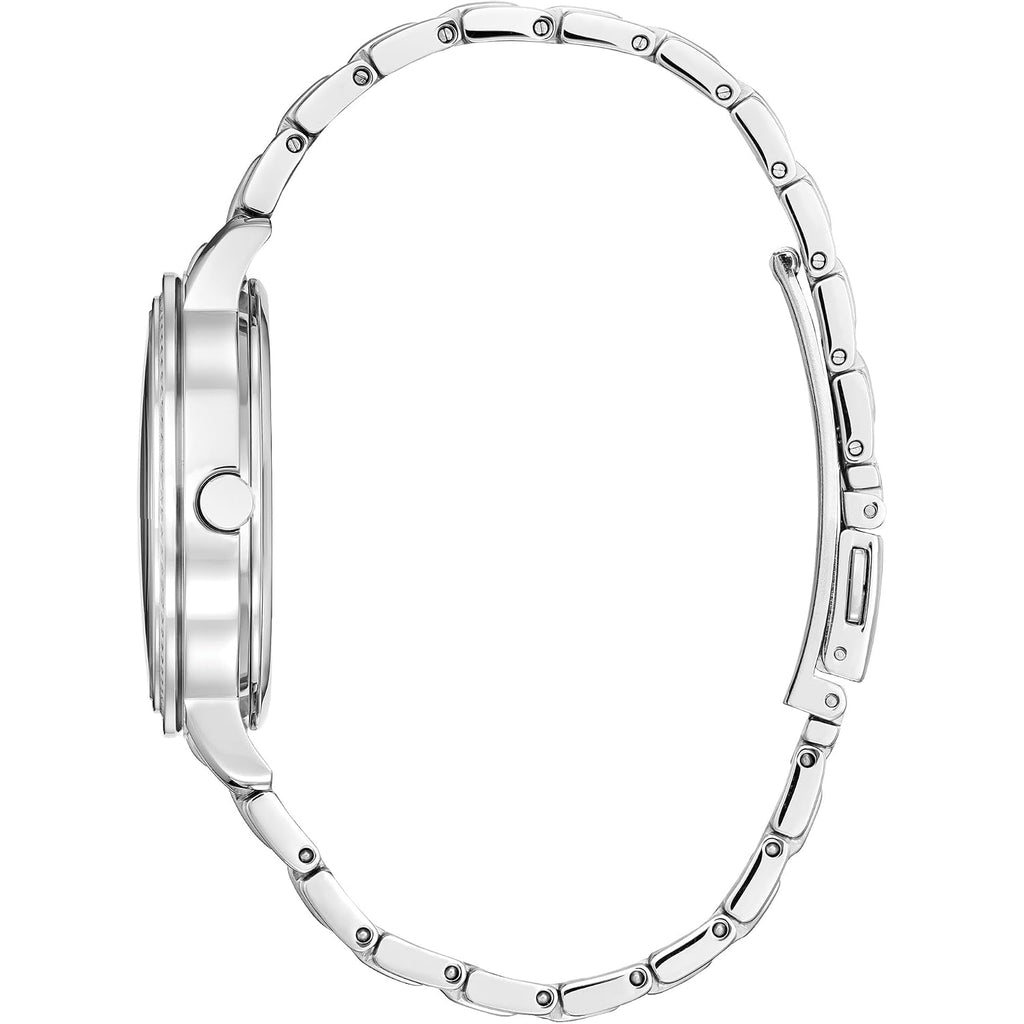 Citizen Women'S Eco-Drive Disney Princess Cinderella Crystal Watch And Pin Gift Set In Silver Stainless Steel Watch, Blue Dial (Model: Fe7041-51W)