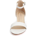 Party Women'S Open Toe Ankle Strap Low Block Chunky Heels Sandals