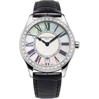 Frederique Constant Ladies Swiss Quartz Classics Diamond Silver-Tone Stainless Steel Watch With Black Leather Strap, Style: Fc-220Mpw3Bd26