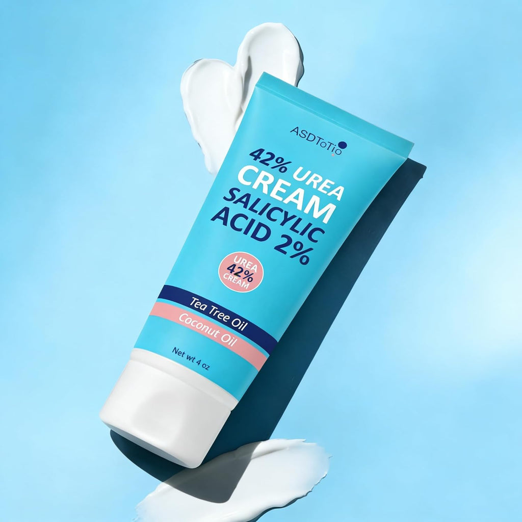 ASDToTio Urea Cream 42% - Foot Care for Dry Cracked Heels, Foot Lotion - With 2% Salicylic Acid, Tea Tree Oil, Shea Butter, Aloe Vera - For Feet, Hands, Heels, Elbows, Knees and More - 4 oz