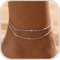 LEXODY Silver/Gold Anklets for Women, Sterling Silver Evil Eye Ankle Bracelets for Women Trendy Dainty Waterproof Anklets Set Adjustable Layered Anklet Bracelets for Women Silver Jewelry Gift