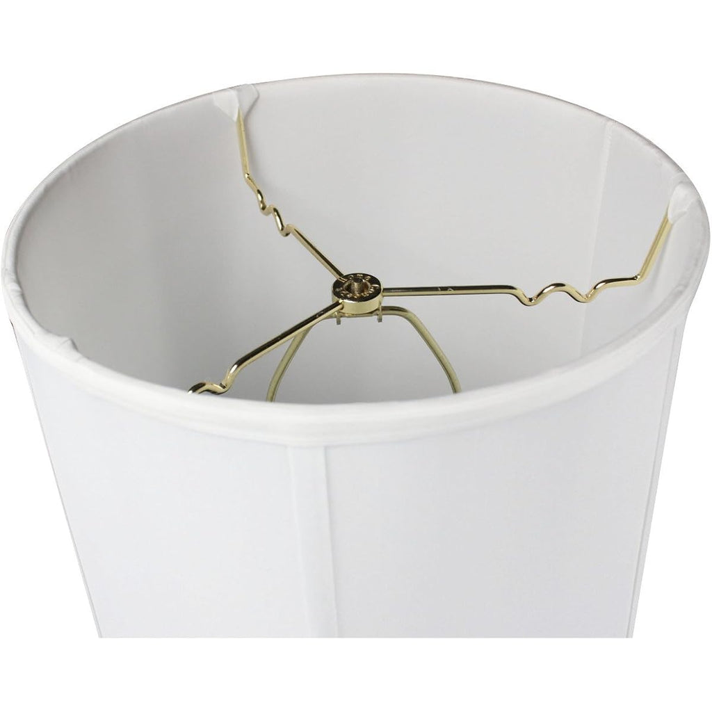 12”X14”X15" Prestige Drum Lampshade With Brass Spider Fitter - Perfect For Table And Desk Lamps - Medium Drum Cylinder, White Shantung Fabric