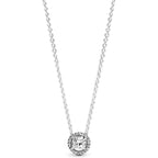 PANDORA Round Sparkle Halo Necklace - Adjustable Necklace with Lobster Clasp - Gift for Her - Sterling Silver & Cubic Zirconia - With Gift Box - 17.7"