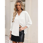 Lomon Button Down Shirts For Women 3/4 Length Sleeve Business Casual Blouses 2026 Summer Tops