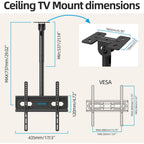 Ceiling Tv Mount For 26-65 Inch Tvs, 360° Swivel Full Motion Ceiling Mount Tv Bracket, Height Adjustable, Tilt Tvs Ceilings Mounts, Supports Up To 110 Lbs, Max Vesa 400X400Mm