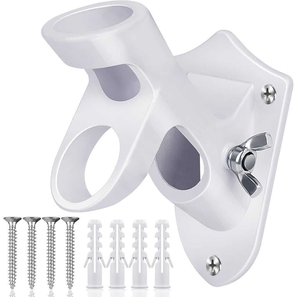 Hoople Flag Pole Holder For Outside House, Heavy Duty Aluminum Flag Holder & Flag Pole Mounting Bracket, Rust Free Wall Mount Flag Bracket With Stainless Hardware, Fits 1” Flag Pole (White-1Pack)