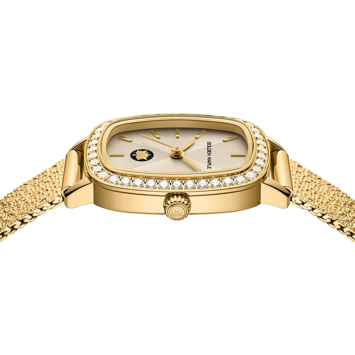 Golden Maple Watches For Women, Dainty Gold Watch With Small Stainless Steel Case, Quartz Movement And Water Resistant, Adjustable Mesh Band