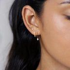 3 Pairs Small Hoop Earring Stacks, 14K Gold/Silver/Black/Rose Gold Plated Pearl Heart Butterfly Bow Star Moon Leaf Diamond Hoop Charm Drop Huggie Earrings Trendy Jewelry Gift for Women