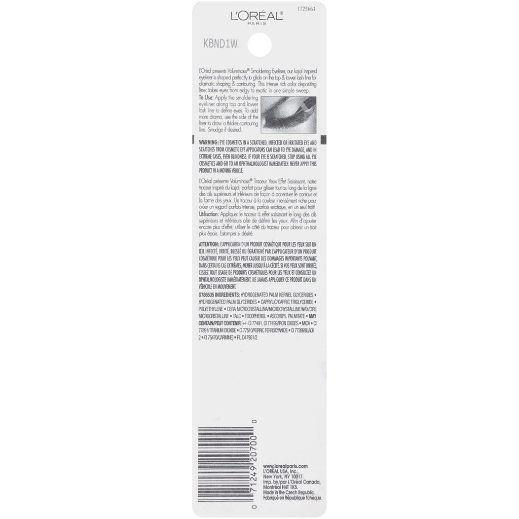 L'Oreal Paris Voluminous Smoldering Eyeliner, Black, 0.056 Oz, 1 Count