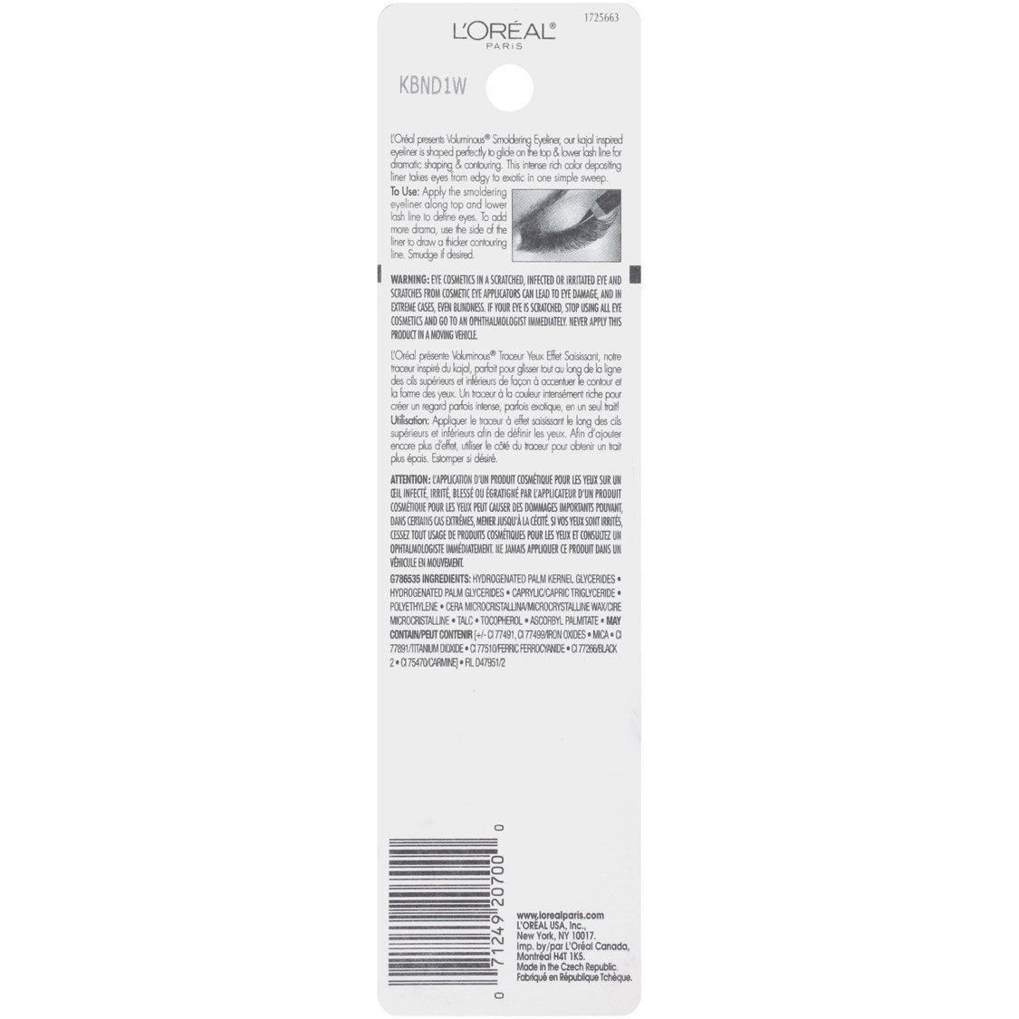 L'Oreal Paris Voluminous Smoldering Eyeliner, Black, 0.056 Oz, 1 Count