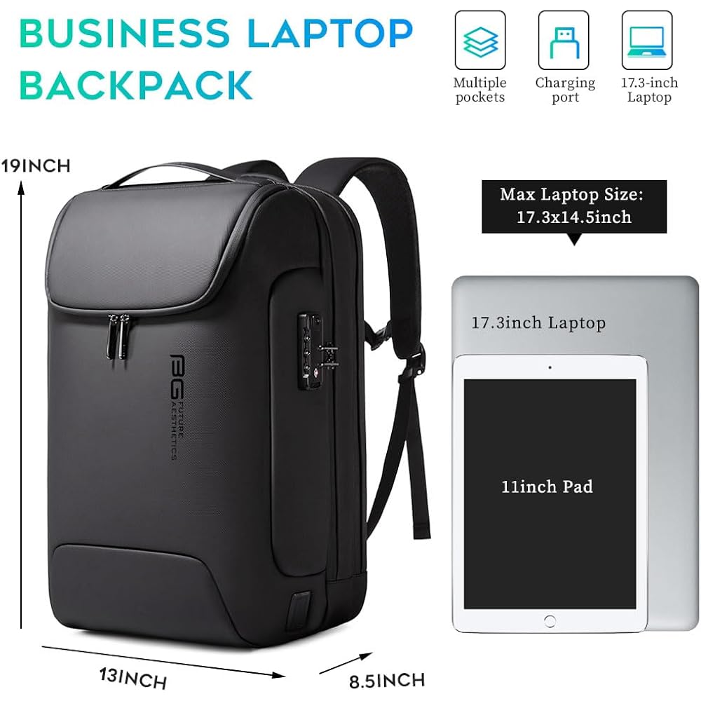 Bange Men'S Anti-Theft Backpack,Waterproof Fashion Travel Backpacks,High Tech Backpack With Usb3.0 Charging Port,Business Laptop Backpack Fits 17.3 Inch Notebook…