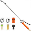 All Metal Sprayer Wand,1/4" & 3/8" & 1/2" Brass Barbs Sprayer Wand Replacement, Built-In Shut Valve Stainless Steel & 2 Hose Clamps (29 Inches Sprayer Wand)