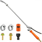 All Metal Sprayer Wand,1/4" & 3/8" & 1/2" Brass Barbs Sprayer Wand Replacement, Built-In Shut Valve Stainless Steel & 2 Hose Clamps (29 Inches Sprayer Wand)