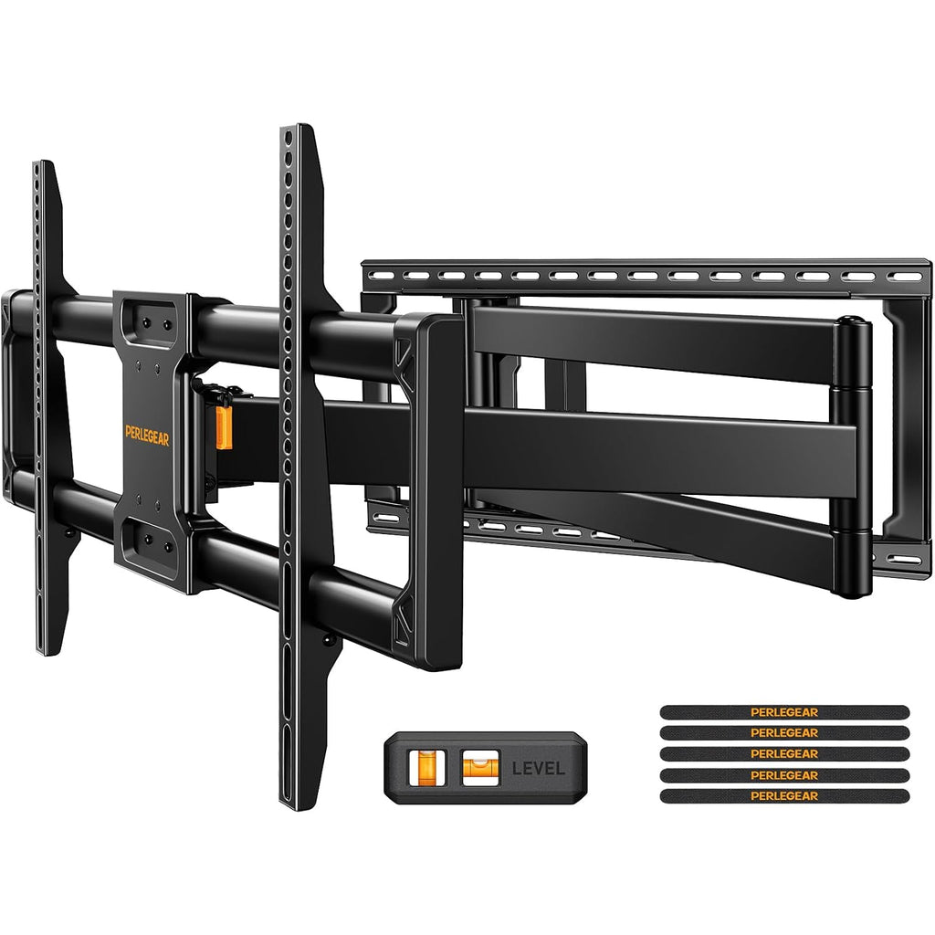 Perlegear Long Arm Full Motion Tv Wall Mount For 42–97 Inch Tvs Up To 150 Lbs, Pre-Assembled Tv Mount With Full Swivel, Tilt And Extension, Fits 8″/12″/16″/24″ Wood Studs, Max Vesa 800X400Mm, Pgxlf02