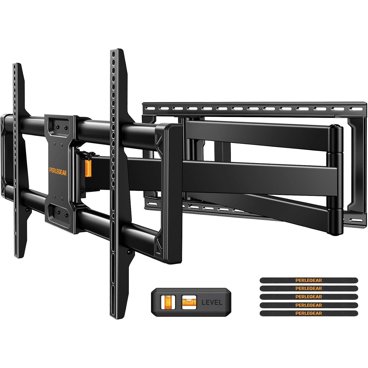 Perlegear Long Arm Full Motion Tv Wall Mount For 42–97 Inch Tvs Up To 150 Lbs, Pre-Assembled Tv Mount With Full Swivel, Tilt And Extension, Fits 8″/12″/16″/24″ Wood Studs, Max Vesa 800X400Mm, Pgxlf02