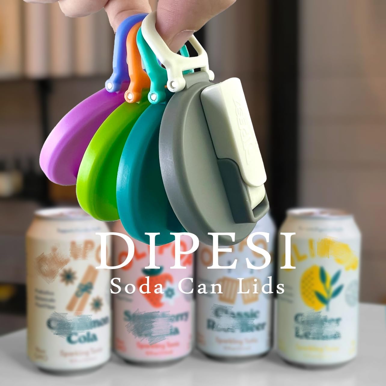 Original Creator - Dipesi 4-Pack 4 Color Soda Can Lids With Straw, Soda Can Covers With Silicone Straw Bpa-Free Reusable For Fits Standard For Canned Beverage, Beer, Juice,Seltzer. (Colour Mixture)