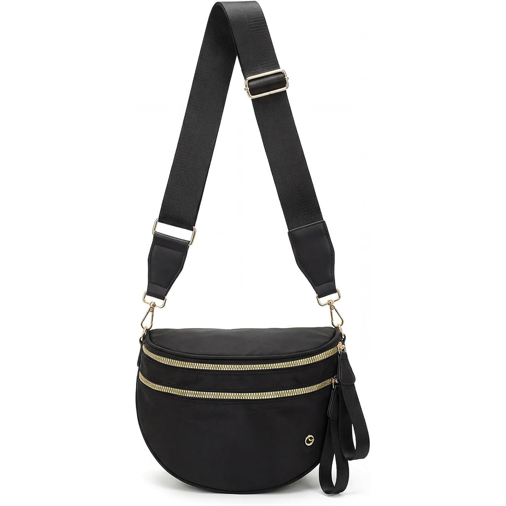 Spacious Crossbody Bag Nylon Bum Bag For Women Fanny Packs Handbags With Adjustable Straps