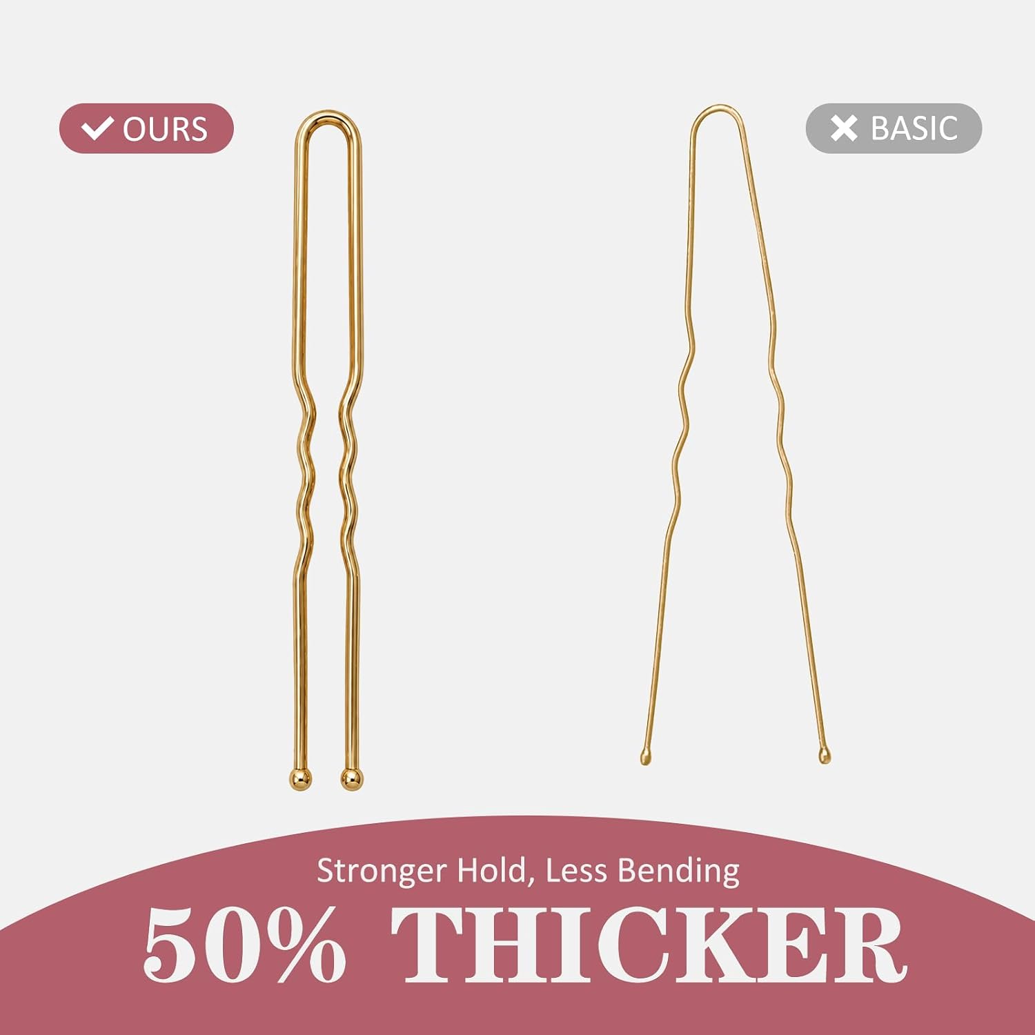 U Shaped Gold Hair Pins For Buns, 100 Pcs 2.8" Blonde Hair Pins For Women Hair Styling With Thick Hair