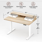 Tiqlab Standing Desk With Two Drawers, Stand Up Standing Desk Adjustable Height, Electric Sit Stand Table With Storage Shelf And Splice Board, 48 * 24 Inch, Maple
