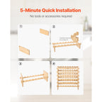 Vevor 6-Tier 48 Bottles Stackable Modular Wine Rack, Freestanding Wines Holder Display Shelf, Solid Bamboo Wood Storage Racks, Wobble-Free Shelves For Kitchens, Dining Rooms, Cellars, Natural Color