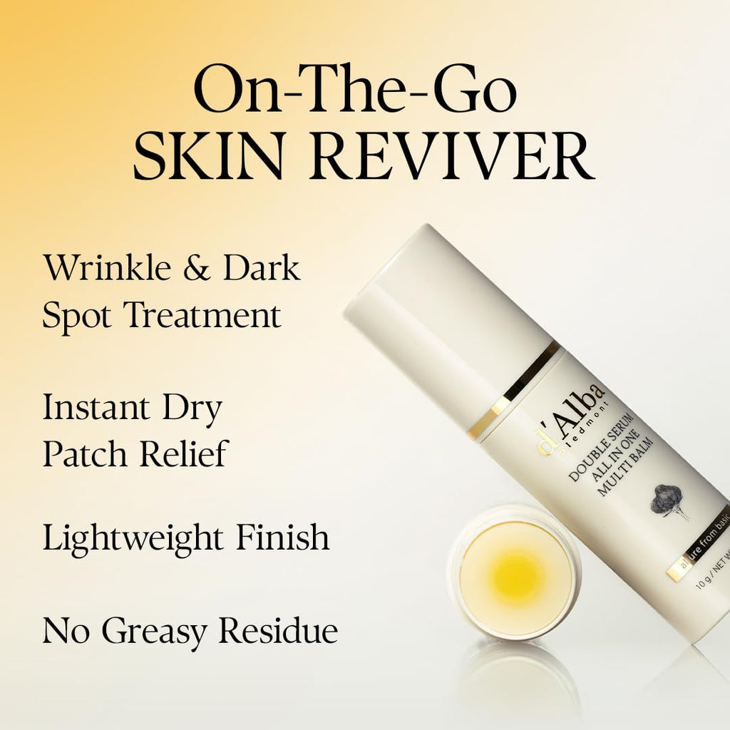 D'Alba Piedmont White Truffle Double Serum All-In-One Multi Balm, Stick Balm, Vegan Skincare With Vitamin C And Vegan Collagen, 3-In-1 Anti Wrinkle, Eye Treatment, Dark Spot Remover