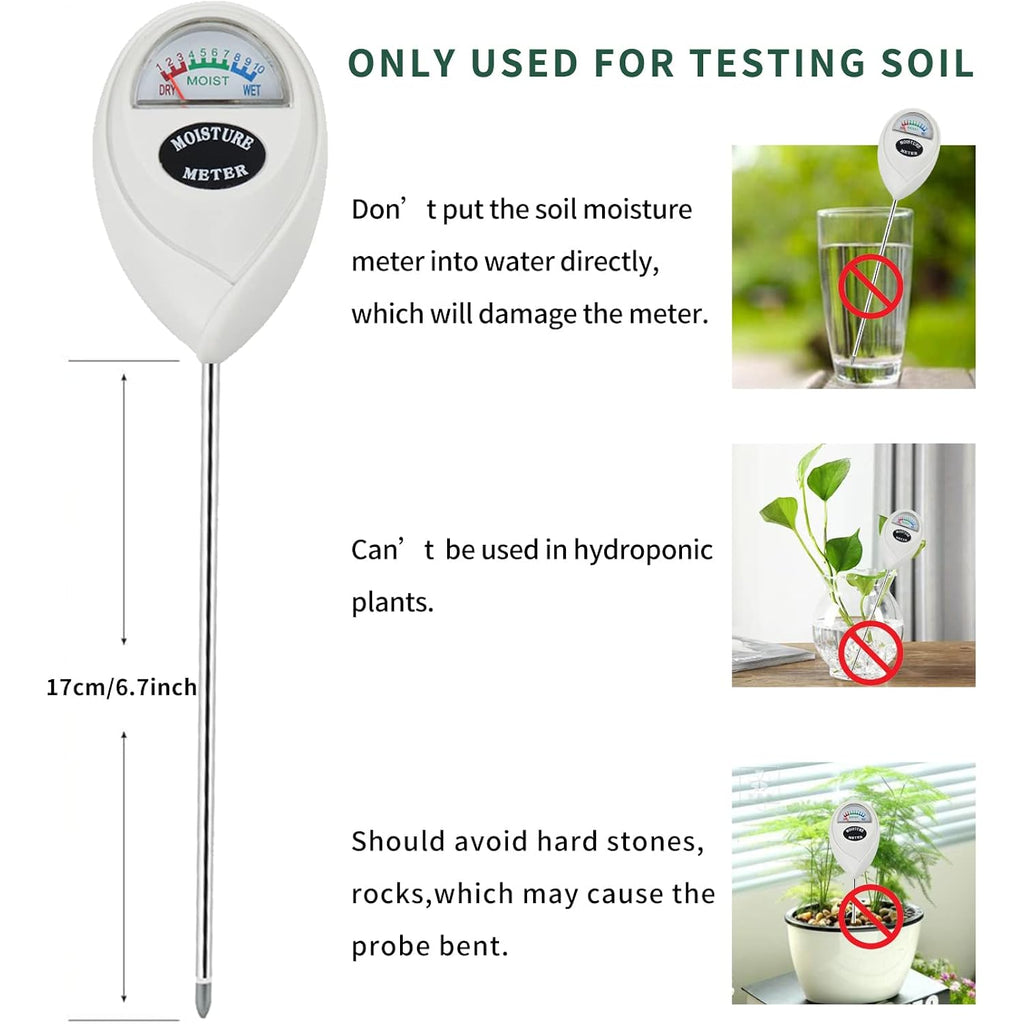 Censinda Soil Moisture Meter, Soil Moisture Monitor For House Plants, Soil Hygrometer Moisture Sensor For Indoor & Outdoor, Garden, Farm, Lawn Plant Care, No Battery Needed(White)