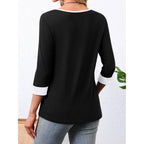 3/4 Length Sleeve Womens Tops Dressy Casual Blouses for Women V Neck Trendy T Shirts Dress Shirts Work Tops