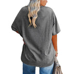 Fisoew Women'S Plus Size V Neck T Shirts Summer Half Sleeve Tees Casual Loose Fit Cotton Tunic Tops