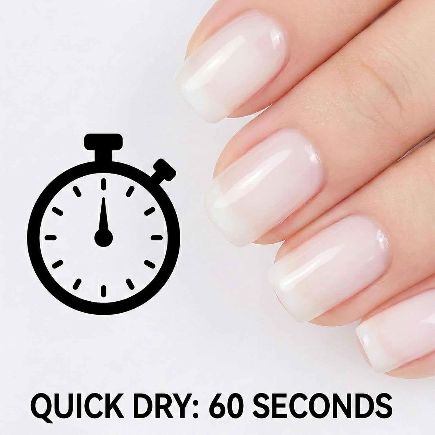 NovaCharm Jelly White Nail Polish, Quick Dry Sheer White Nail Polish No UV Lamp Needed, Glossy Translucent Nail Lacquer, Air Dry Nailpolish for Women, 12ML