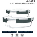 M Mcirco [80 Oz & 36 Oz Extra Large Glass Food Storage/Baking Containers Set With Lids, 2 Pack 80 Oz(10 Cup)&2 Pack 36 Oz (4.5 Cup) Airtight Glass Container,Microwave,Oven,Freezer And Dishwasher