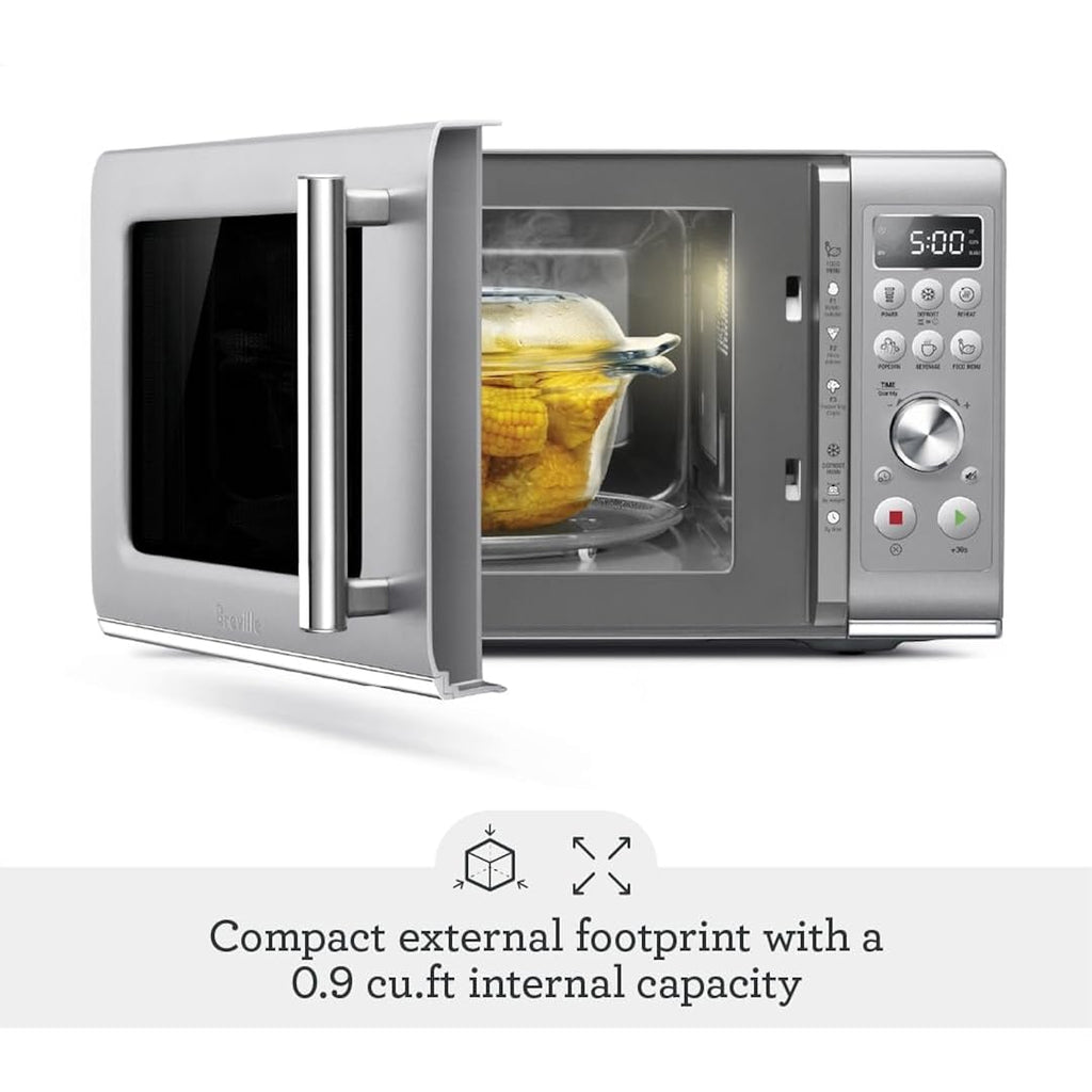 Breville Bmo650Sil Compact Wave Soft Close Countertop Microwave Oven, Silver