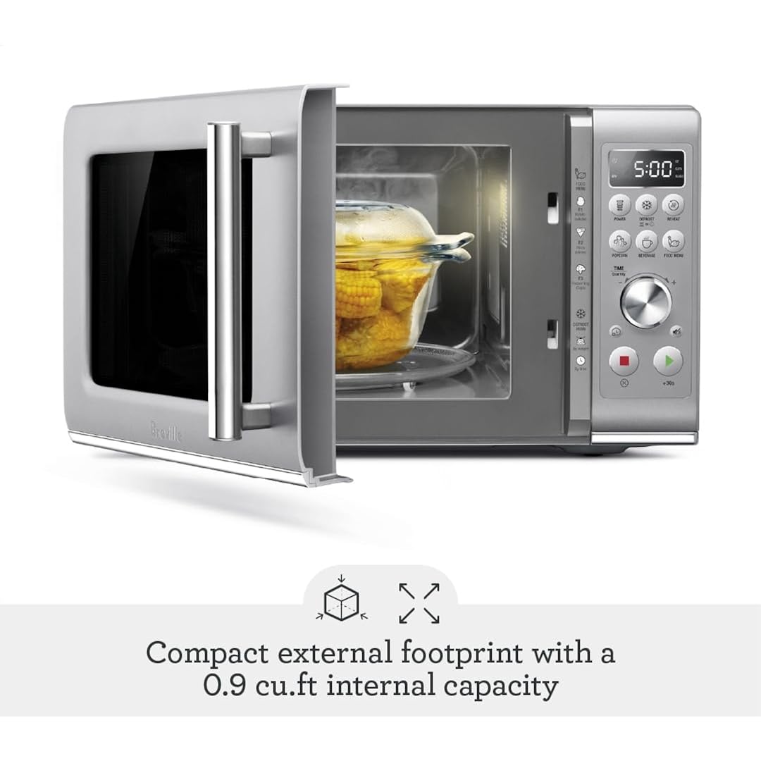 Breville Bmo650Sil Compact Wave Soft Close Countertop Microwave Oven, Silver
