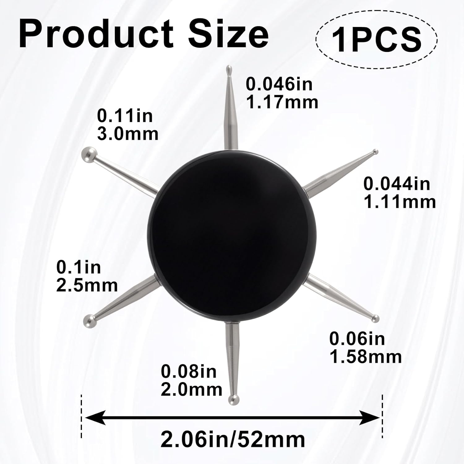 Nail Dotting Tool, 6-in-1 Metal Dotting Tool Nail Art, Circular Nail Design Dotting Pen, Ergonomic Dotting Disc for Manicure Embossing, Tracing, Painting - Black, 1pcs