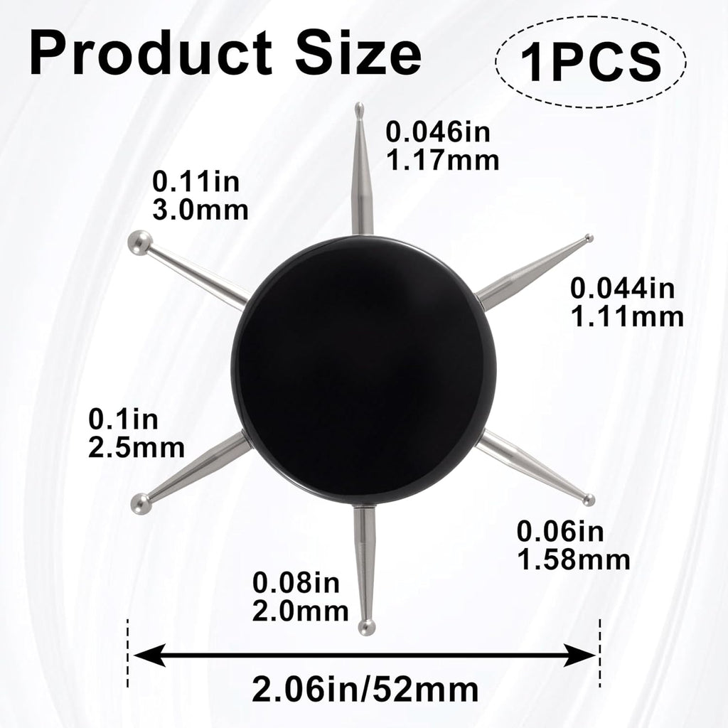 Nail Dotting Tool, 6-in-1 Metal Dotting Tool Nail Art, Circular Nail Design Dotting Pen, Ergonomic Dotting Disc for Manicure Embossing, Tracing, Painting - Black, 1pcs