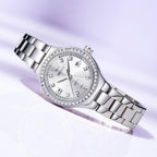 Olevs Watch Women Silver Watch For Women Luxury Diamond Womens Watches For Small Wrist Stainless Steel Waterproof Analog Quartz Date Elegant Reloj Para Mujer