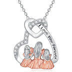 Dorunmo Mother and 1/2/3 Daughters/Son Necklace 925 Sterling Silver Mom Necklace Sisters Jewelry Heart Pendant Christmas Jewelry for Women