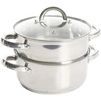 Oster Dutch Oven with Steamer Basket 3-Quart - Sangerfield Stainless Steel, Stovetop Steamer for Vegetables, Rice & Tamales, Dishwasher Safe