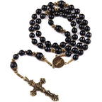 Catholic Heirlooms St. Benedict Medal Black Onyx Stone Rosary