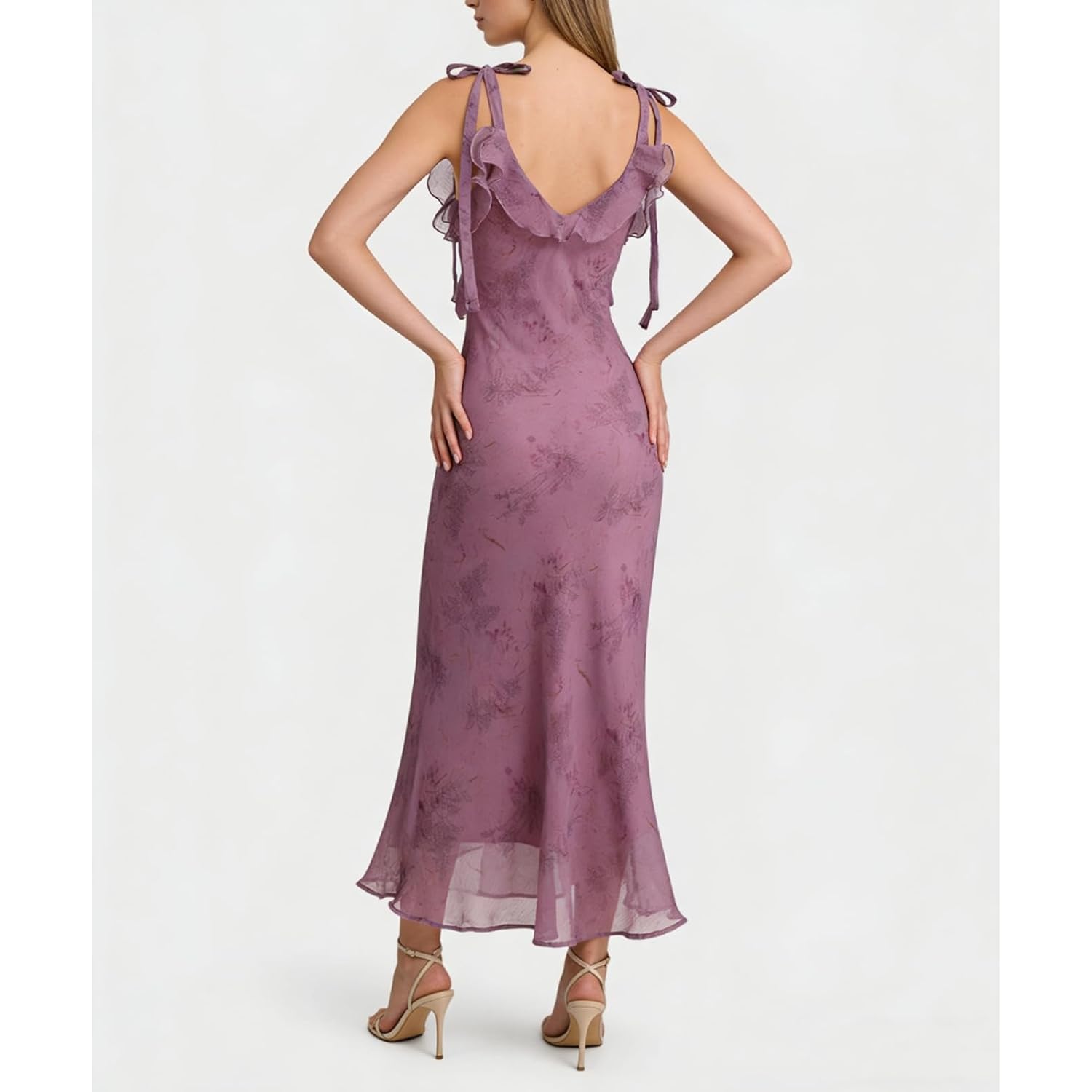 Rihoas Boho Midi Floral Dress - Elegant Flowy Sundress | Formal-Inspired Outfit For Wedding Guest | Spring Summer Party Dress