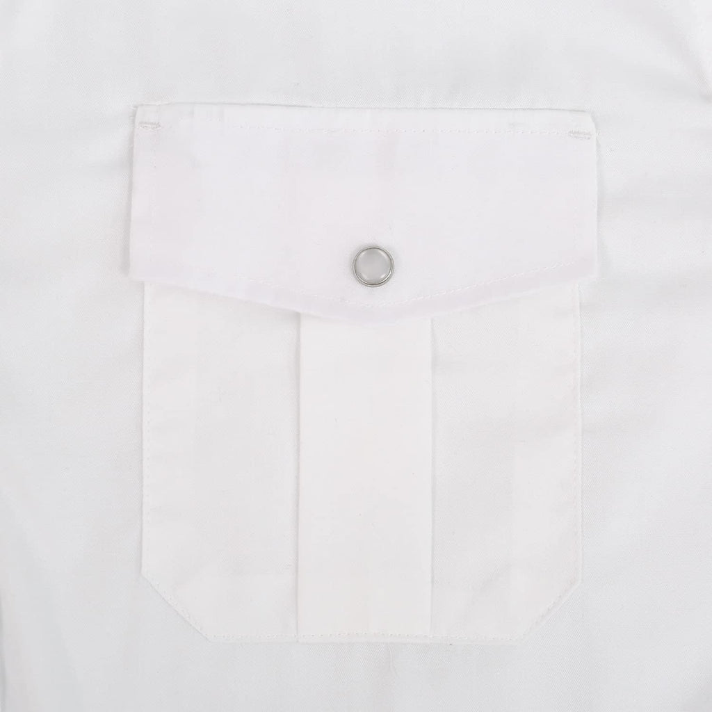 Mens Western Cowboy Pearl Snap Short Sleeve Casual Two Pockets Work Solid Derss Button Up Wrinkle Free Shirts