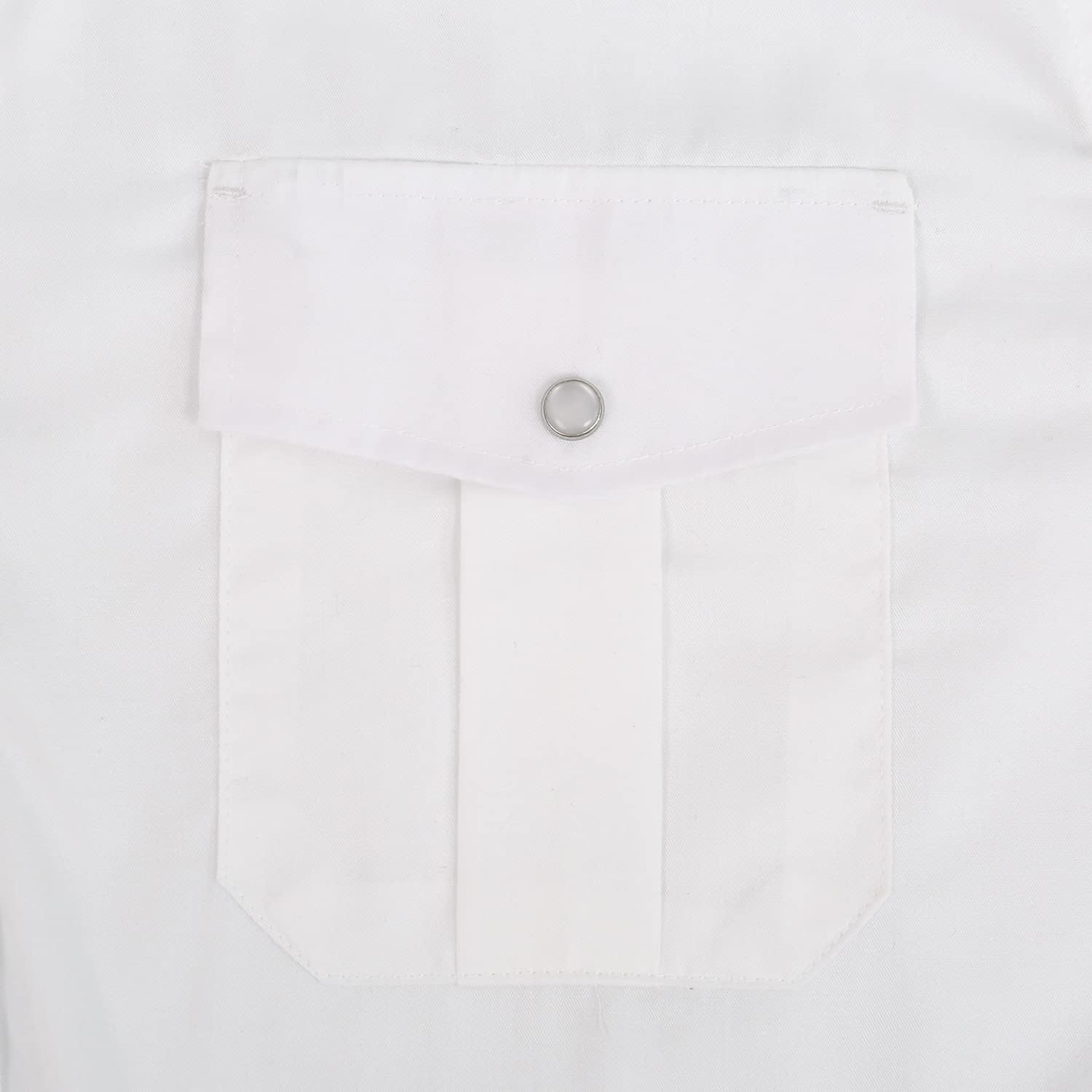 Mens Western Cowboy Pearl Snap Short Sleeve Casual Two Pockets Work Solid Derss Button Up Wrinkle Free Shirts