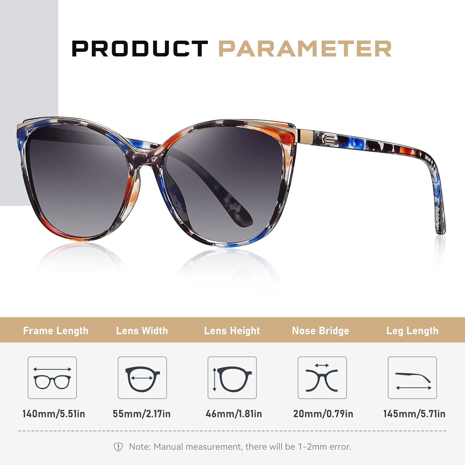 Trendy Cat Eye Sunglasses for Women Fashion Cateye UV400 Protection Glasses CL22017