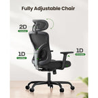 Marsail Ergonomic Office Chair Ergonomic Gaming Chair With Lumbar Support, 2D Headrest, Adjustable Armrests, Contoured Seat Cushion, Computer Desk Chair With Wheels For Home And Office