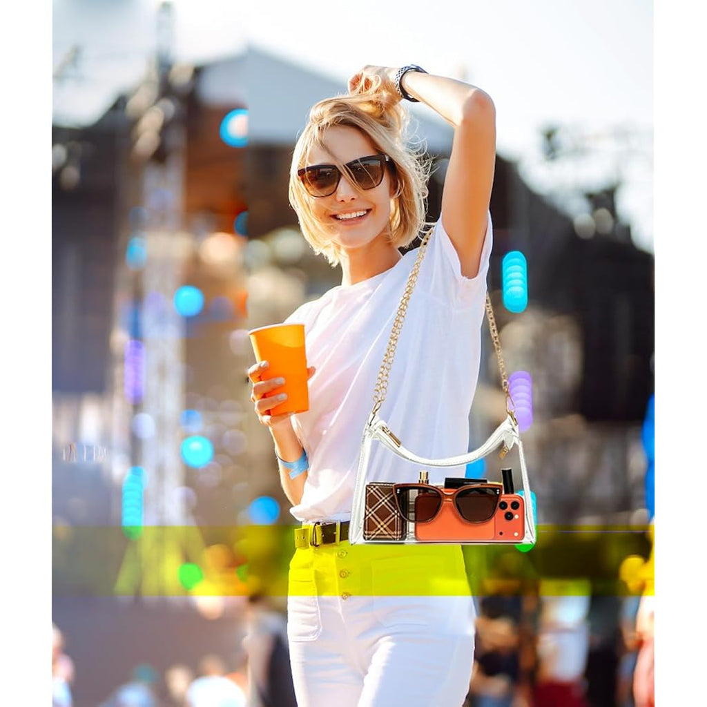 Clear Purse Bag For Stadium Events Transparent Clear Crossbody Shoulder Chain Bag