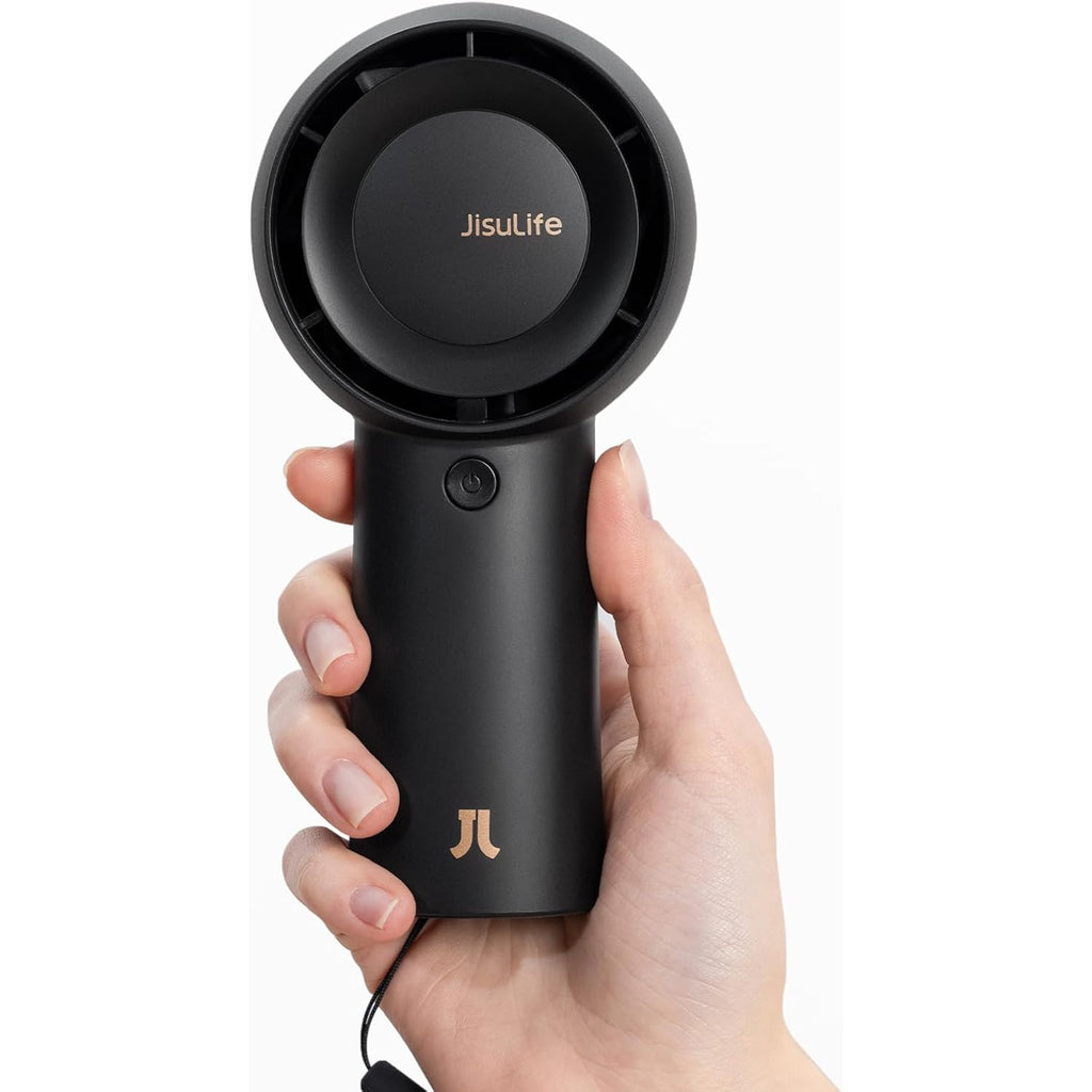 Jisulife Portable Handheld Turbo Fan Rechargeable 6000Mah 5-Speed (Black) | Up To 18H Max Cooling, Personal Battery Powered Pocket Fan For Travel/Outdoor/Vacation/Concerts, Birthday Gifts For Women