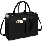TOPDesign Heavy-Duty Canvas Tote Bag for Women, Adjustable Crossbody/Shoulder Handbag with 9 Pockets, Everything Tote