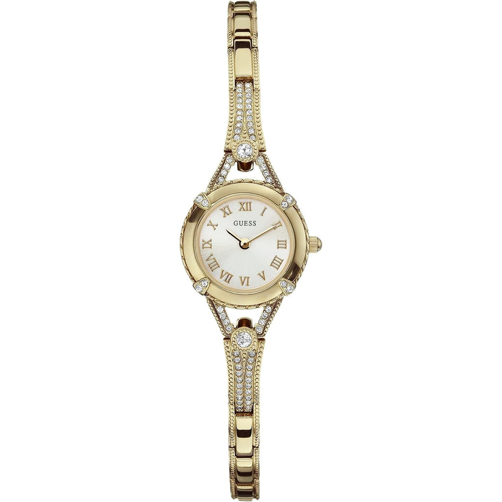Guess Petite Silver-Tone Crystal Bracelet Watch
