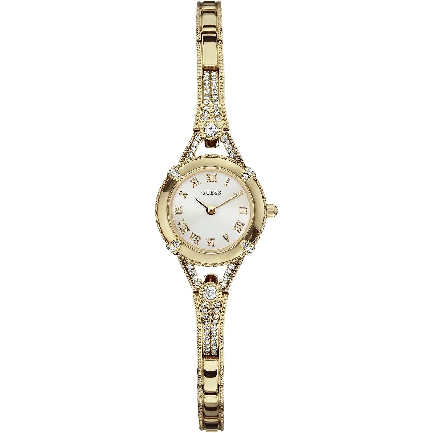 Guess Petite Silver-Tone Crystal Bracelet Watch